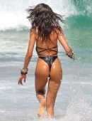 Izabel Goulart Booty in Black Thong Swimsuit on a Beach in Rio de Janeiro