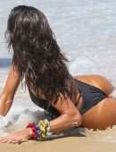 Izabel Goulart Booty in Black Thong Swimsuit on a Beach in Rio de Janeiro