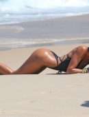 Izabel Goulart Booty in Black Thong Swimsuit on a Beach in Rio de Janeiro