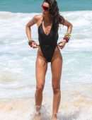 Izabel Goulart Booty in Black Thong Swimsuit on a Beach in Rio de Janeiro