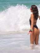 Izabel Goulart Booty in Black Thong Swimsuit on a Beach in Rio de Janeiro