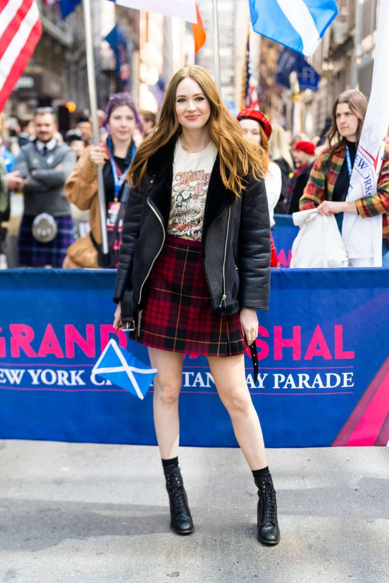 Karen Gillan Leggy at 2022 New York City Tartan Day Parade