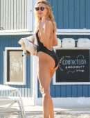 Kimberley Garner Booty in a Black Swimsuit on the Beach in Miami