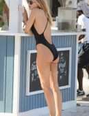 Kimberley Garner Booty in a Black Swimsuit on the Beach in Miami