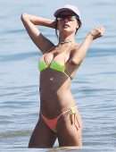 Alessandra Ambrosio Booty in Shorts and Bikini on a Beach in Santa Monica