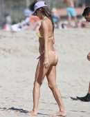 Alessandra Ambrosio Booty in Shorts and Bikini on a Beach in Santa Monica