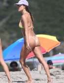 Alessandra Ambrosio Booty in Shorts and Bikini on a Beach in Santa Monica