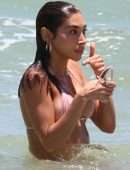 Chantel Jeffries Cleavage and Booty in a Tiny Bikini at the Beach in Miami
