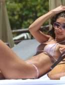 Chantel Jeffries Cleavage and Booty in a Tiny Bikini at the Beach in Miami