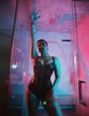 Demi Lovato Leggy and Cleavage in Leather Outfit