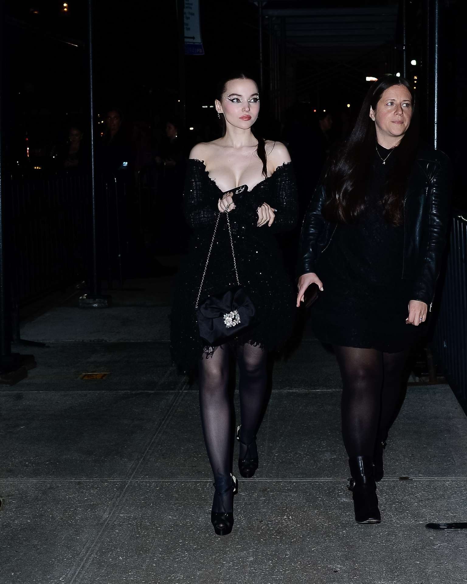 Dove Cameron Cleavage in a Black Dress at Boom Boom Room's Met Gala Afterparty in NYC