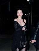 Dove Cameron Cleavage in a Black Dress at Boom Boom Room's Met Gala Afterparty in NYC