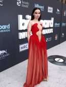 Dove Cameron Huge Cleavage in Red Dress at 2022 Billboard Music Awards in Las Vegas