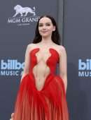Dove Cameron Huge Cleavage in Red Dress at 2022 Billboard Music Awards in Las Vegas
