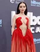 Dove Cameron Huge Cleavage in Red Dress at 2022 Billboard Music Awards in Las Vegas