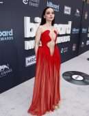 Dove Cameron Huge Cleavage in Red Dress at 2022 Billboard Music Awards in Las Vegas