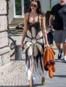 Dua Lipa Cleavage in a Revealing Dress while Sightseeing in Berlin