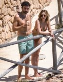 Elizabeth Olsen Booty in Brown Bikini in Italy