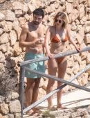 Elizabeth Olsen Booty in Brown Bikini in Italy