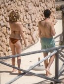 Elizabeth Olsen Booty in Brown Bikini in Italy