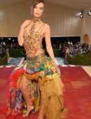 Emily Ratajkowski Cleavage and Leggy at 2022 Met Gala in New York