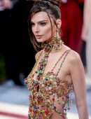 Emily Ratajkowski Cleavage and Leggy at 2022 Met Gala in New York