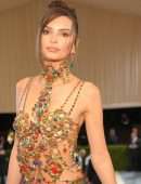 Emily Ratajkowski Cleavage and Leggy at 2022 Met Gala in New York