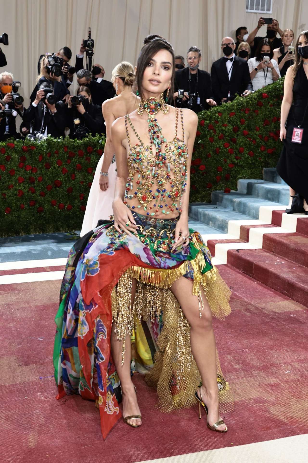 Emily Ratajkowski Cleavage and Leggy at 2022 Met Gala in New York