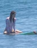 Jessica Biel in Swimsuit Surfing at JT Cabo Beach