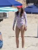 Jessica Biel in Swimsuit Surfing at JT Cabo Beach