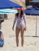 Jessica Biel in Swimsuit Surfing at JT Cabo Beach