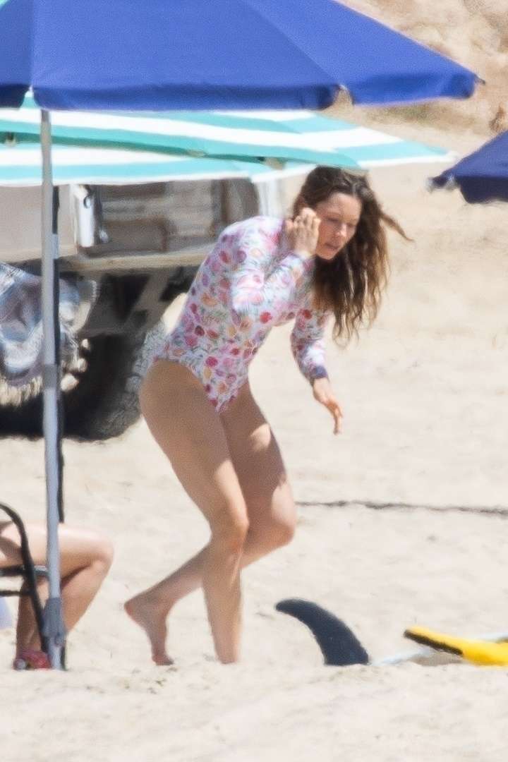 Jessica Biel in Swimsuit Surfing at JT Cabo Beach