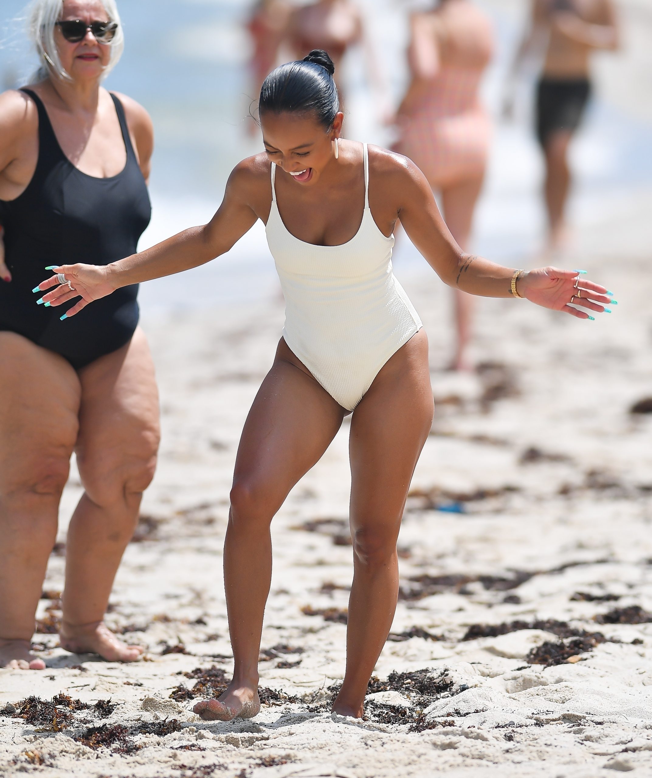 Karrueche Tran Booty in Swimsuit on a Beach in Miami