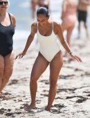 Karrueche Tran Booty in Swimsuit on a Beach in Miami