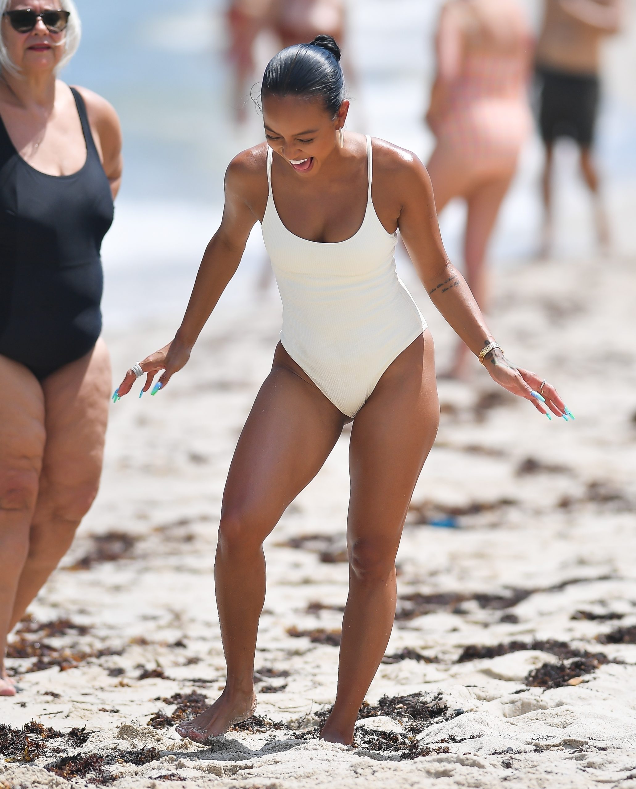 Karrueche Tran Booty in Swimsuit on a Beach in Miami