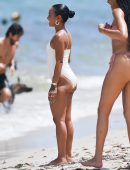 Karrueche Tran Booty in Swimsuit on a Beach in Miami