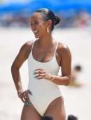 Karrueche Tran Booty in Swimsuit on a Beach in Miami