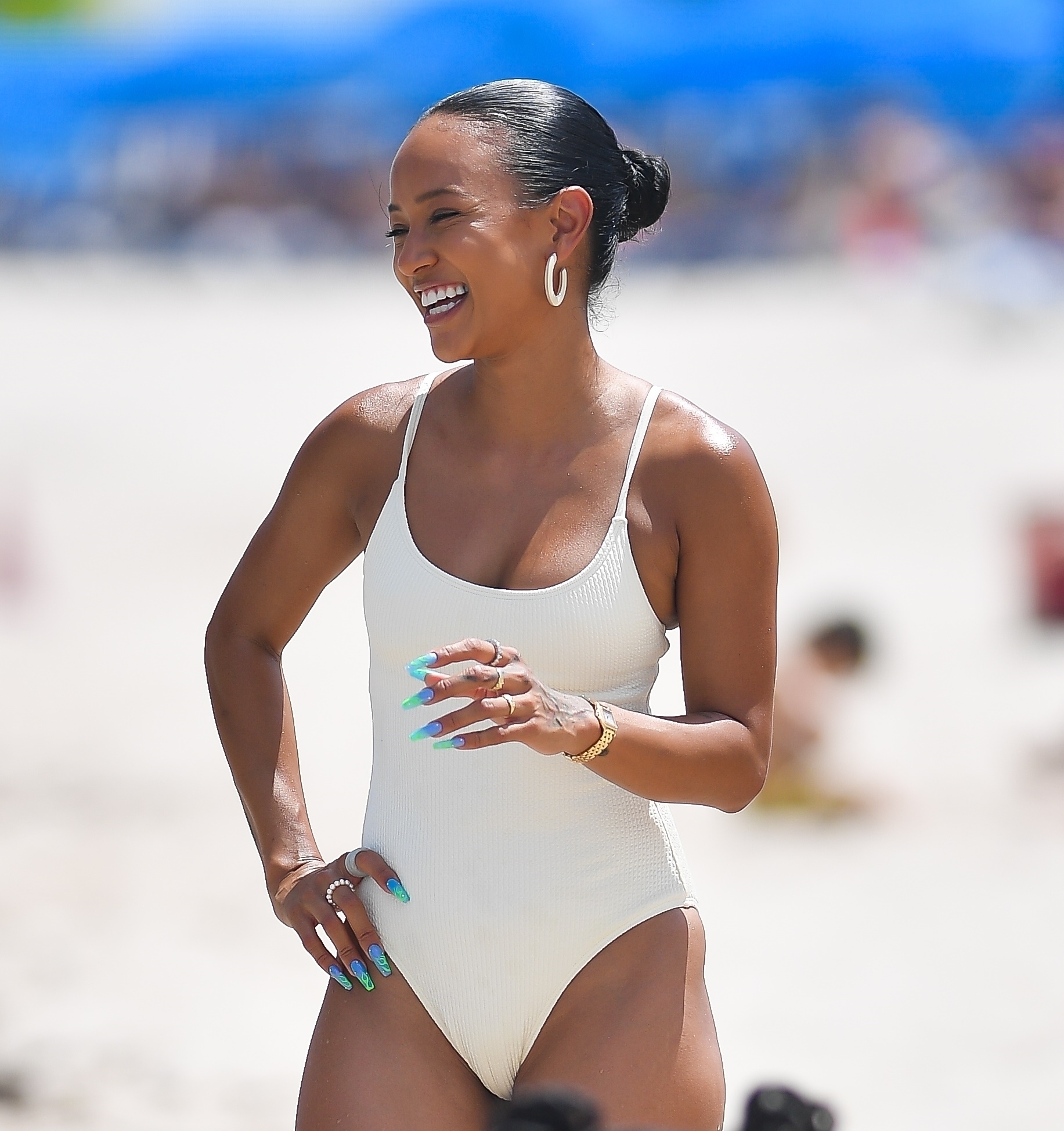 Karrueche Tran Booty in Swimsuit on a Beach in Miami