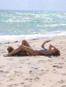Kimberley Garner Booty in a Blue Bikini on Miami Beach