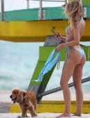 Kimberley Garner Booty in a Blue Bikini on Miami Beach