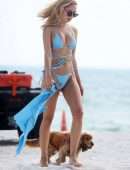 Kimberley Garner Booty in a Blue Bikini on Miami Beach