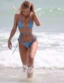 Kimberley Garner Booty in a Blue Bikini on Miami Beach