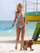 Kimberley Garner Booty in a Blue Bikini on Miami Beach
