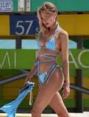 Kimberley Garner Booty in a Blue Bikini on Miami Beach
