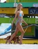 Kimberley Garner Booty in a Blue Bikini on Miami Beach