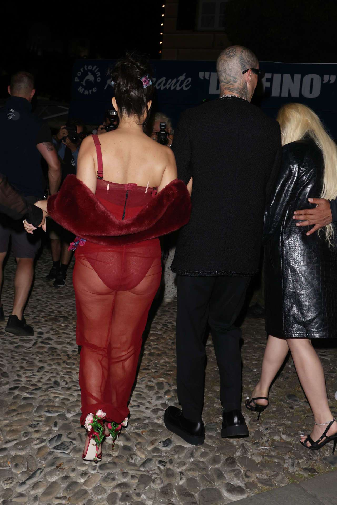Kourtney Kardashian Booty in See-Through Dress Outside Ristorante Puny in Portofino