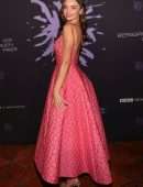 Miranda Kerr Gorgeous in a Pink Long Dress at The Berggruen Prize Gala in Beverly Hills