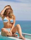 Moira Tumas in Bikini for Fitness Streaming Platform BeachSweat at Sir Ivan Wilzig’s Castle