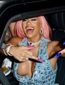 Saweetie Cleavage and Leggy for Racy Photoshoot at Cheetahs in East Hollywood