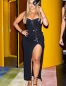 Bebe Rexha Cleavage and Leggy at Boom Boom Room in New York